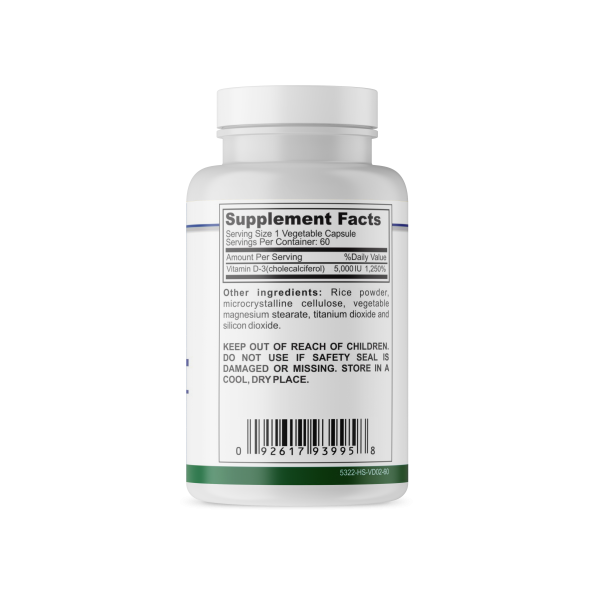 Vitamin D3 5,000 IU's 60 Capsules - Image 2